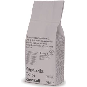 Kerakoll Fugabella Voegmiddel KK136 - Kleur 136 Grijs - 3 kg Voegmortel voor Tegels & Natuursteen - Verkrijgbaar in 50 Kleuren - Greenbuild rating 4