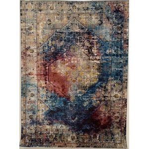 Tapijtenloods Picasso Heriz Vintage Vloerkleed Multi / Blauw Laagpolig- 240x290 CM