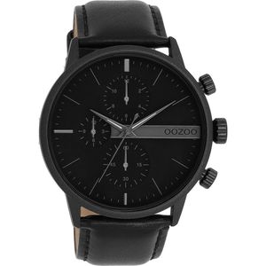 OOZOO Timepieces - Zwarte OOZOO horloge met zwarte leren band - C11224