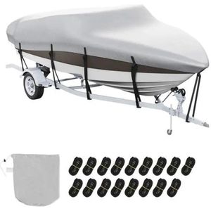 Boothoes - Bootzeil - Afdekzeil Boot - Trailerbare Waterdichte - met Motorafdekking- Gespriemen - 600D Oxford-materiaal - 23'-24' - Lichtgrijs