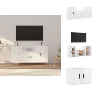 vidaXL TV-meubel Set - Hoogglans wit - 1x 57x34.5x40cm - 2x 40x34.5x60cm - Kast