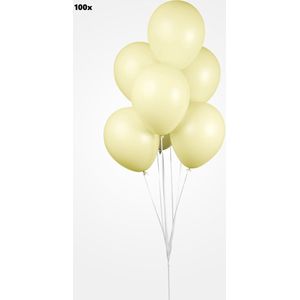 100x Luxe Ballon pastel geel 30cm - biologisch afbreekbaar - Festival feest party verjaardag landen helium lucht thema