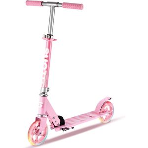 Suotu Kinderstep - 145mm wielen - Step - 3 tot 12 Jaar - tot 50 kg - lichtgevende wielen - Jongens/Meisjes - Aluminium - Roze