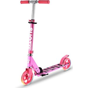 Suotu Kinderstep - 145mm wielen - Step - 3 tot 12 Jaar - Maximale stuurhoogte: 85 cm - tot 50 kg - lichtgevende wielen - Jongens/Meisjes - Aluminium - Roze