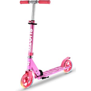 Suotu Kinderstep - 145mm wielen - Step - Maximale stuurhoogte: 85 cm - tot 50 kg - lichtgevende wielen - Jongens/Meisjes - Aluminium - Roze