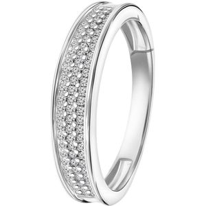 Lucardi Dames Ring met 75 diamanten 0,20CT - Ring - Cadeau - 14 Karaat Goud - Witgoud