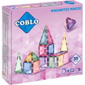 Coblo Pastel 35 stuks - Magnetisch speelgoed - Montessori speelgoed - Magnetische Bouwstenen - Magnetic tiles - Magnetic tiles - speelgoed - Cadeau kind - Speelgoed 3 jaar t/m 12 jaar - Magnetisch speelgoed bouwblokken