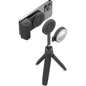 ShiftCam SnapGrip Creator Kit magnetische smartphone accessoires - statief - selfiestick - telefoongrip - ingebouwde powerbank - ringlight - MagSafe compatibel - Midnight (grijs)