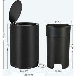 Cosmetische Bin - Opbergbakken - 3 Liter Cosmetische Bin - Binnenemmer Met Handvat - Bin - Kleine Cosmetische Bin - Mini Prullenbak - Zwart