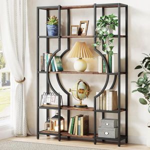 TRIBESIGNS - Boekenkast - Boekenrek met 8 Planken - Industrieel Vintage - Kasten Spaanplaat - Bruin/Zwart - 100 x 30 x 176 cm