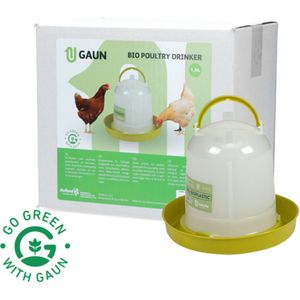 Gaun Pluimvee drinktoren – Bio kunststof – Waterdispenser - 100% gerecycled materiaal – 5 Liter – 30x27x31 cm - Green lemon
