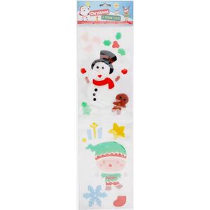 Kerst Gel Raamstickers - Sneeuwpop en Elf - kerst decoratie / versiering - schoencadeautjes sinterklaas