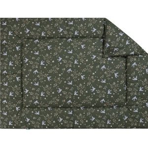 BINK Bedding Boxkleed Merel 71 x 122 cm - vulling fiberfill 400 grams - vogels - bloemen - takjes - groen - lila