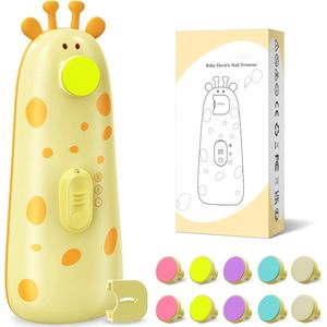 Baby Nagelvijl - Veilige Elektrische Nagelknipper met LED Licht - 10 Slijpkoppen - Stille Nagelverzorgingsset voor Pasgeborenen - Baby- en Teenzorg in Oranje