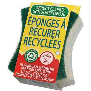 Dishmatic Schuurspons Gerecyceld - 2 Stuks - Voor algemeen gebruik - Makkelijke grip - ECO