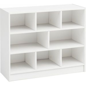 Rootz Boekenkast - Moderne staande plank - Smalle schoenenplank voor gang - Design decoratieve houten plank - Opbergoplossing voor woonkamer - Wit - 80x68,5x29,5cm