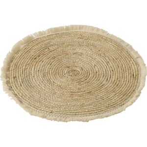 J-Line Kwastjesband placemat - jute - naturel - woonaccessoires