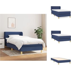 vidaXL Boxspringbed - Pocketvering - Duurzaam - Verstelbaar hoofdbord - Middelharde ondersteuning - Huidvriendelijk topmatras - Blauw - 150x200cm - Bed