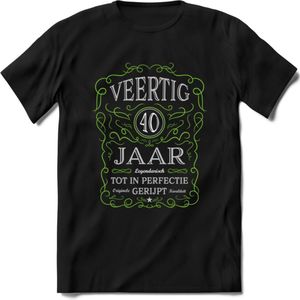40 Jaar Legendarisch Gerijpt T-Shirt | Groen - Grijs | Grappig Verjaardag en Feest Cadeau Shirt | Dames - Heren - Unisex | Tshirt Kleding Kado | - Zwart - L