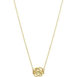 Lucardi Unisex Gerecycled goldplated stalen collier mattenklopper - Ketting - Staal - Goudkleurig - 45 cm