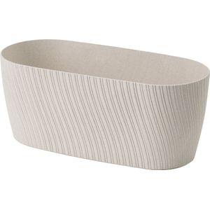 Form Plastic Plantenbak/bloembak Waves - kunststof - ivoor wit - D27 x B12 x H12 cm - met opvang schotel - rond