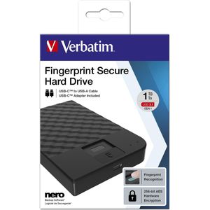 Verbatim Fingerprint Secure externe harde schijf 1000 GB Zwart