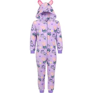 Peppa Pig Paars, Polar Fleece Eendelige Pyjama, Kinder Onesie met Capuchon, OEKO-TEX