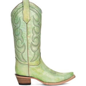 Circle G dames cowboylaarzen in lime groen leer met lichte stiksels