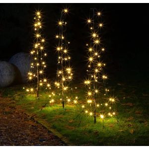 ThuisindeTuin.nl | Voordeur Vlaggenmast Verlichting | 100cm | Warm Wit Licht | Set van 3 Kerstbomen 1M | Demontabele Kerstverlichting | Kerstverlichting voor Buiten
