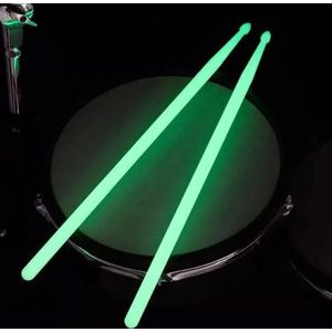 Glow in The Dark Drumstokken Groen Neon Nylon - 1 Paar - 5A Drumstokken - Lichtgevende drumstokken in het donker Kado Drummer - Cadeau Drummer -