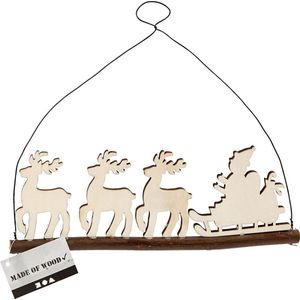 Kerst decoration. cane with reindeer. H: 8 cm. D: 0.5 cm. B: 22 cm. plywood - 1 st