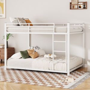 Sweiko 140*200 Kinderbed, Stapelbed, Ijzeren bed, Ijzeren stapelbed in klassieke vorm, Wit