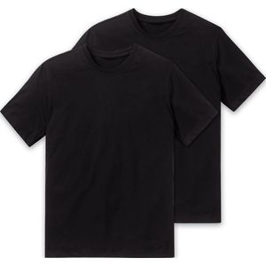 SCHIESSER American T-shirt (2-pack) - heren shirt korte mouw jersey ronde hals zwart - Maat: L