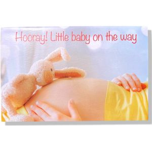 Hooray! Little Baby on the Way! - Luxe In Verwachting wenskaart - 12x17cm - Gevouwen wenskaart met envelop