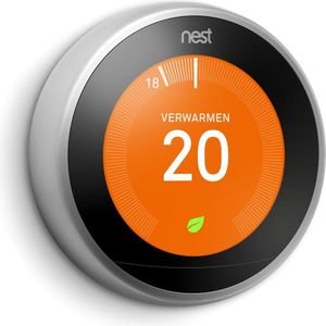 Google Nest Learning Thermostat - Slimme thermostaat - Bedraad - RVS