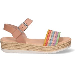 Braqeez 423006-508 Meisjes Platform Sandalen - Beige/Multi - Leer - Gesp