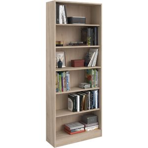 EMOB - Boekenkast Hobby 198 cm-5 legplanken-eik - Parisot - Boekenkasten - Bruin - Spaanplaat - Boekenkasten - Op voorraad