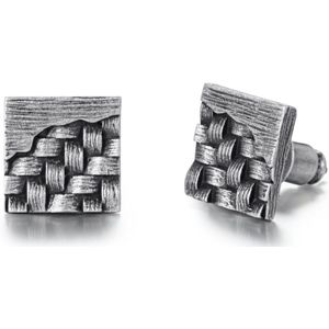 Magnetox X Kingka - Wave Design - Oorbellen - Studs - Antiek Zilver - 925 Sterling Zilver - Vierkant Groot - Mannen – 10x10mm