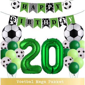 Voetbal Ballonnen - Cijfer Ballon 20 Jaar - Snoes - Megapakket - set van 24 Sport Voetbalfan Voetbal Jongen/Meisje - Sportieve - Voetbal Vrouwen Mannen - Kinderfeestje - Verjaardag - Helium Ballon nummer 20