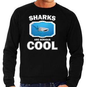 Dieren haaien sweater zwart heren - sharks are serious cool trui - cadeau sweater walvishaai/ haaien liefhebber XXL