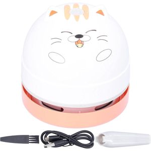 Leuke Animal Design Desktop Stofzuiger USB Opladen Mini Tafel Stof Veegmachine met Draadloos 360 ° Draaibaar Design Toetsenbord voor Thuiskantoor - Kat - Handig Content-Disposition .
