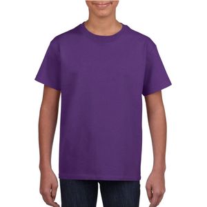 Paars basic t-shirt met ronde hals voor kinderen unisex- katoen - 145 grams - paarse shirts / kleding voor jongens en meisjes S (110-116)