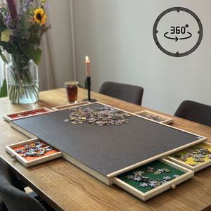 AYOO Puzzelbord - Puzzelbord 1000 stukjes - Portapuzzle - Puzzelplaat - Puzzelbord met opbergsysteem - Puzzelplank - Puzzel bord - Puzzeltafel - Draaibaar Puzzelbord - 6 gekleurde lades - Vilt materiaal