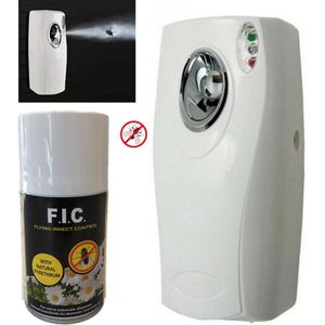 Automatische elektrische anti fruitvlieg vliegende insecten dispenser milieuvriendelijk en biologisch . Tegen vliegende insecten en fruitvliegjes. Instelbaar op tijd en dagdeel. Geschikt voor horeca en thuisgebruik.