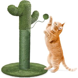 Jake and Jacky Krabpaal voor Katten - Krabpalen - Cactus - Krabmeubel - met Kattenspeeltje - H 65cm