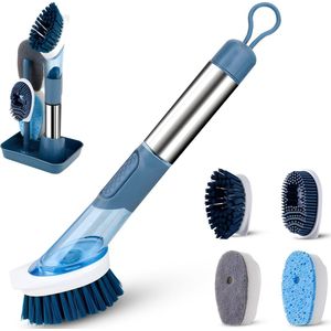 My Green Deal - 4 in 1 Afwasborstel met Zeepdispenser - Met Afwasborstel Houder - Met 4 opzetstukken en Zeepreservoir - Schoonmaakborstel met handvat - Dish brush