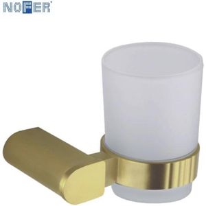 Glas voor tandenborstel met muursteun Nofer - Geborsteld goud