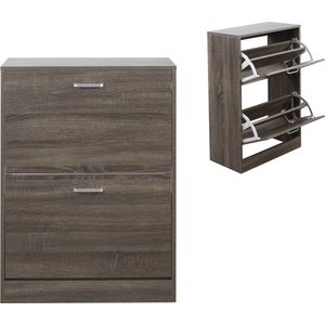 Schoenenkast - schoenenrek - 2 vakken - donkerbruin