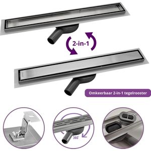 CityLine douchegoot - RVS - 80cm - Flex uitloop – Omkeerbaar Tegelrooster