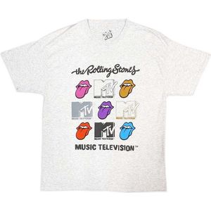 MTV - Rolling Stones Logo Grids Heren T-shirt - 2XL - Grijs